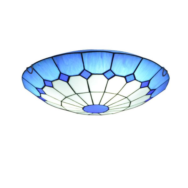 Traditional Tiffany Mediterranean Stained Glass Dome 2-Light Flush Mount Ceiling Light For Hallway - Image 11