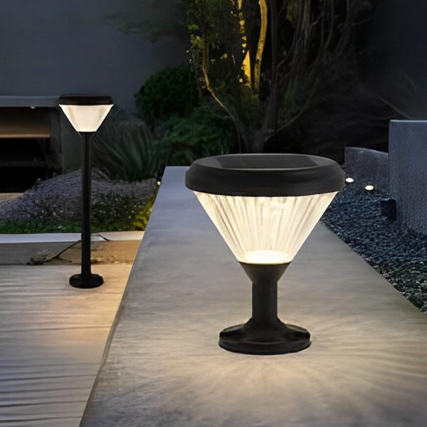 Round Waterproof Light Control LED Black Modern Solar Outdoor Lights - Image 11