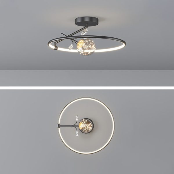 Modern Art Deco Iron Geometrical Ring Star LED Pendant Light For Living Room - Image 12