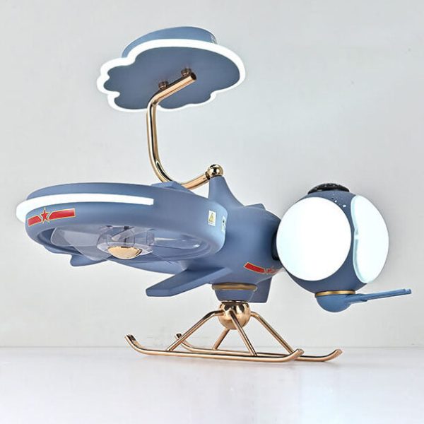 Modern Creative Resin Cartoon Airplane LED Flush Mount Ceiling Fan Light - Image 14