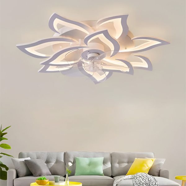 Creative Flower Shaped Three Step Dimming LED Nordic Ceiling Fan Lights - Image 8