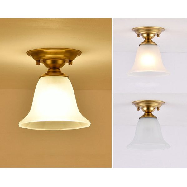 European Luxury Brass Glass Cone 1-Light Semi-Flush Mount Ceiling Light - Image 20