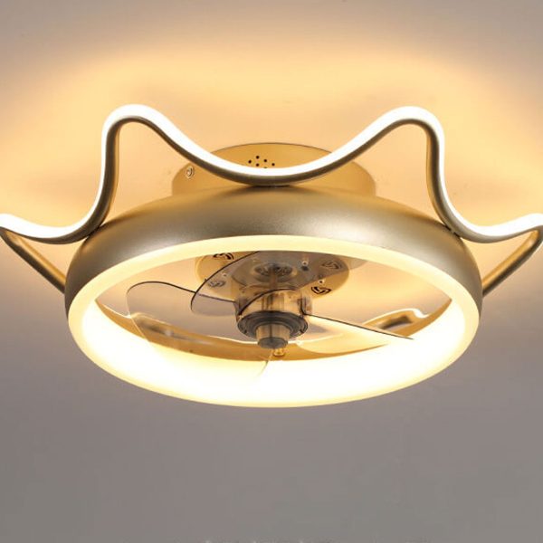 Nordic Light Luxury Round Wrought Iron LED Flush Mount Ceiling Fan Light - Image 9
