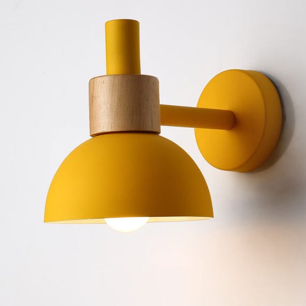 Modern Classic Macaron Solid Color Wood Iron 1-Light Wall Sconce Lamp - Image 11