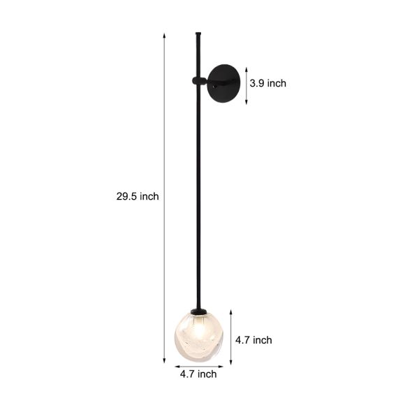 1-Light Glass Bubble Globe Slim Wall Light - Image 10