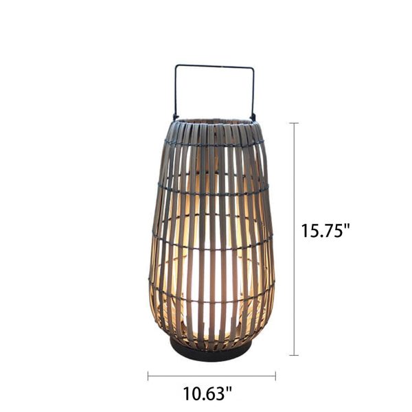 Modern Rattan Weaving Oval Cage Outdoor Patio Waterproof Floor Lamp - Image 5