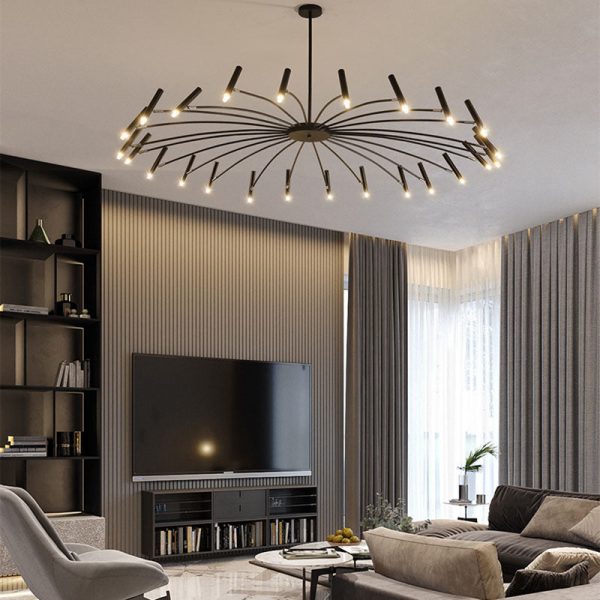 Contemporary Scandinavian Round Radioactive Iron Aluminum 12/24 Light Chandelier For Living Room - Image 20