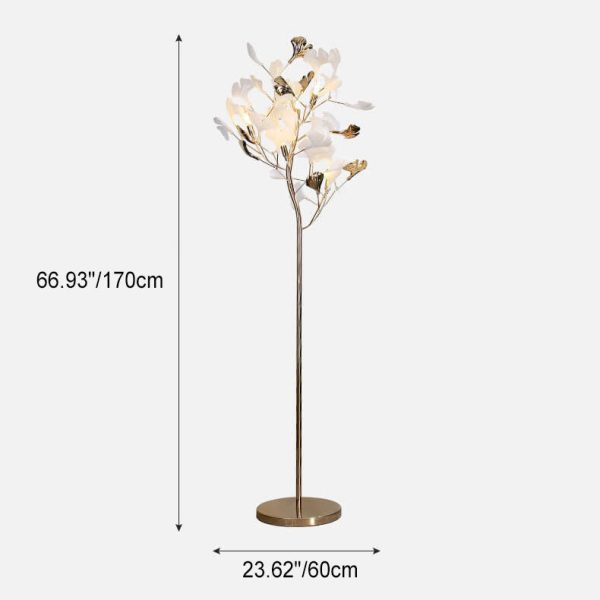 Nordic Romantic Ginkgo Leaf Decorative Iron 5-Light Standing Floor Lamp - Image 7