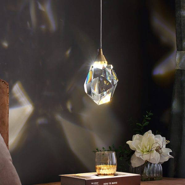 Modern Stone Shape 1-Light Crystal LED Pendant Light - Image 3