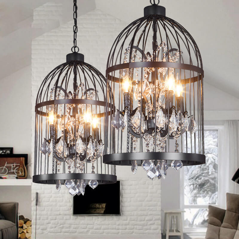 14533612571-1726847725.jpg Retro Wrought Iron 4/8 Light Bird Cage Shaped Chandeliers - Image 1