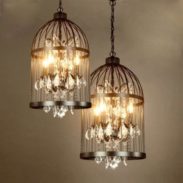 Retro Wrought Iron 4/8 Light Bird Cage Shaped Chandeliers - Image 2