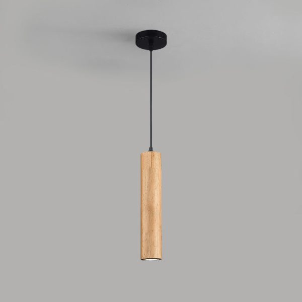 Modern Minimalist Wood Cylinder LED Pendant Light - Image 16