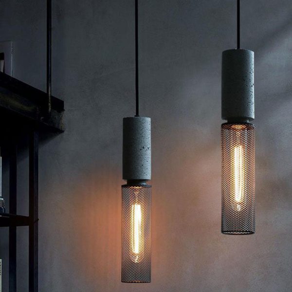 Contemporary Industrial Cylindrical Tapered Cement Iron 1-Light Pendant Light For Living Room - Image 13