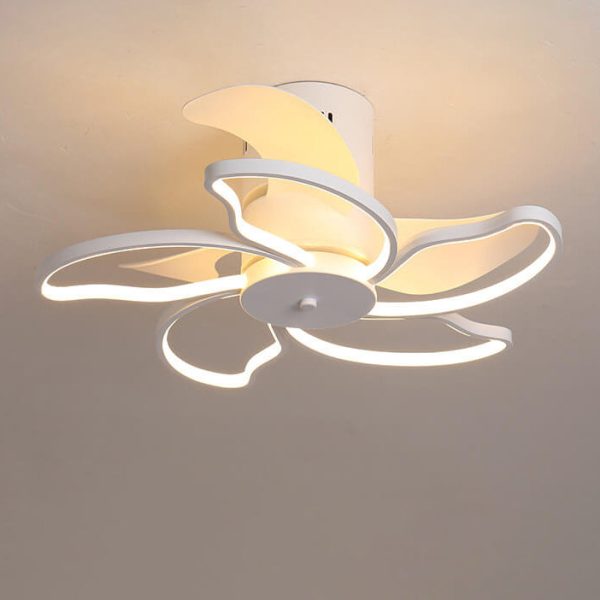 Nordic Minimalist Petal Shaped LED Semi-Flush Mount Ceiling Fan Light - Image 10