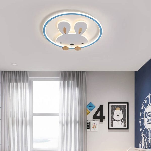 Childlike Modern Simple Cartoon Rabbit Design LED Flush Mount Light - Image 26