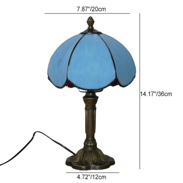 European Simple Tiffany Blue Glass Petal Design 1-Light Table Lamp - Image 8