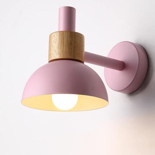 Modern Classic Macaron Solid Color Wood Iron 1-Light Wall Sconce Lamp - Image 12