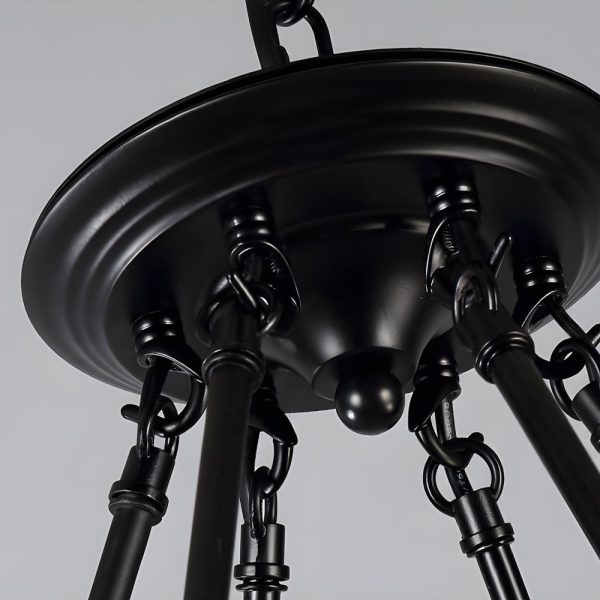 Rustic Industrial Hemp Rope Chandelier with Iron Frame - Image 7