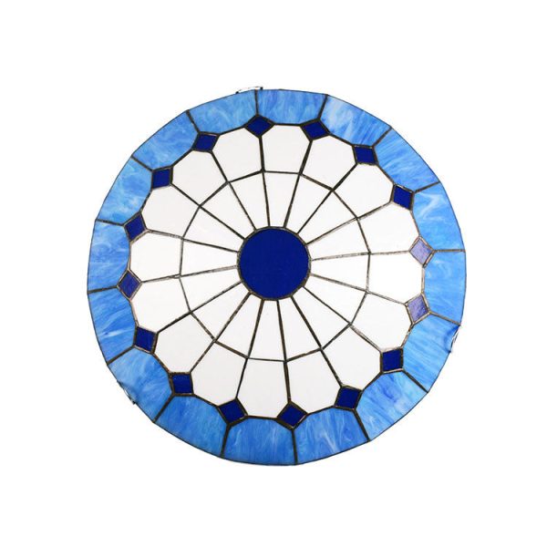 Traditional Tiffany Mediterranean Stained Glass Dome 2-Light Flush Mount Ceiling Light For Hallway - Image 12