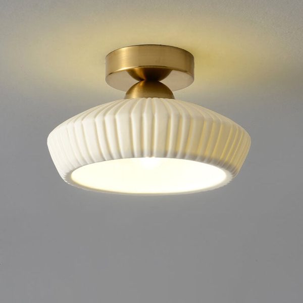 Modern Light Luxury Ceramic Disc 1-Light Semi-Flush Mount Lighting - Image 23
