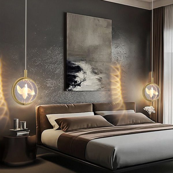Modern Minimalist Round Ball Aluminum Crystal LED Pendant Light For Bedroom - Image 3
