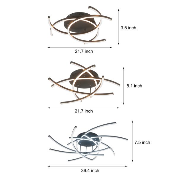 Personality Lines LED Dimmable with Remote Control Modern Ceiling Light Fixture - Image 9