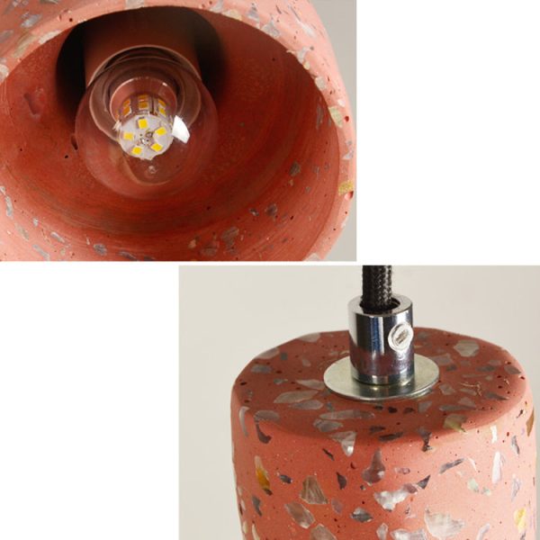 Contemporary Scandinavian Round Terrazzo Jade 1-Light Pendant Light For Living Room - Image 6