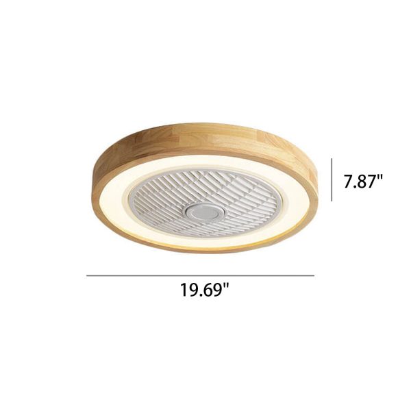 Modern Minimalist Wood Geometric LED Flush Mount Ceiling Fan Light - Image 8