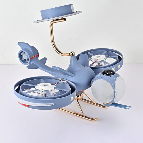 Modern Creative Resin Cartoon Airplane LED Flush Mount Ceiling Fan Light - Image 4