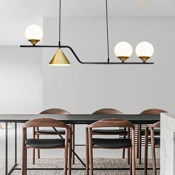 Strip Cone Glass Bubbles LED Iron Electroplating Nordic Chandelier - Image 5