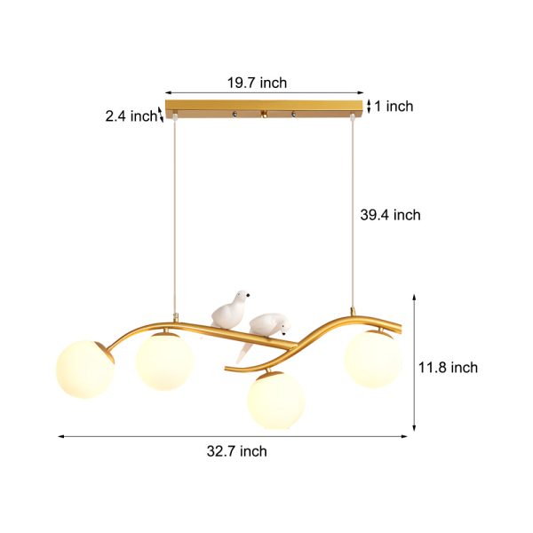 Long Branches Birds Balls 3 Step Dimming Nordic Dining Room Chandeliers - Image 9