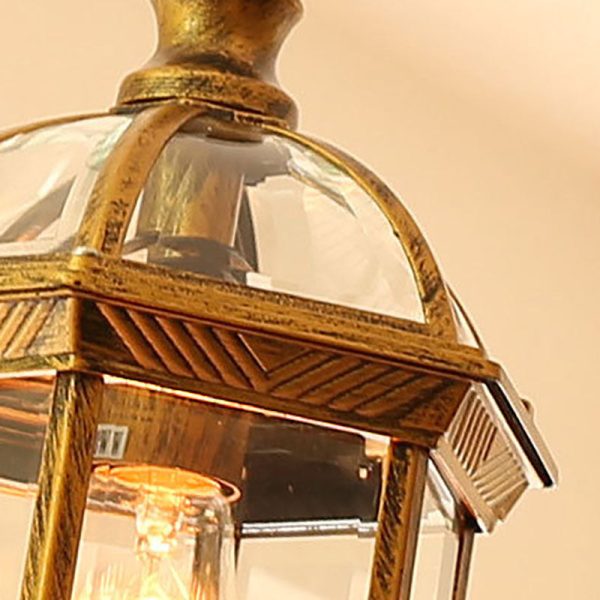 Contemporary Retro Hexagonal Lantern Glass Aluminum 1-Light Waterproof Pendant Light For Outdoor Patio - Image 9