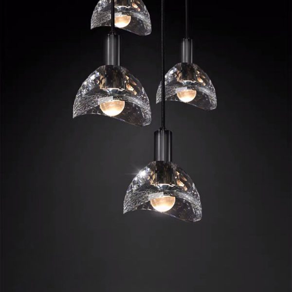 Contemporary Luxury Dazzling Curve Crystal Brass 1-Light Pendant Light For Living Room - Image 17