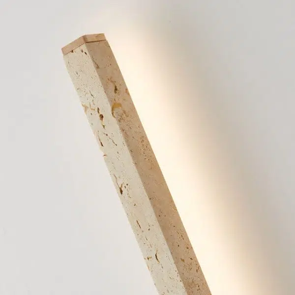 Japanese Wabi-Sabi Yellow Travertine Wood Long Strip LED Wall Sconce Lamp - Image 7