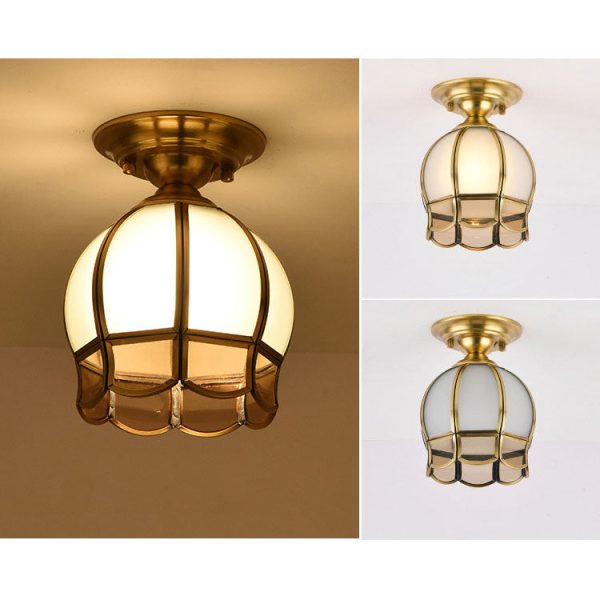 European Luxury Brass Glass Cone 1-Light Semi-Flush Mount Ceiling Light - Image 21