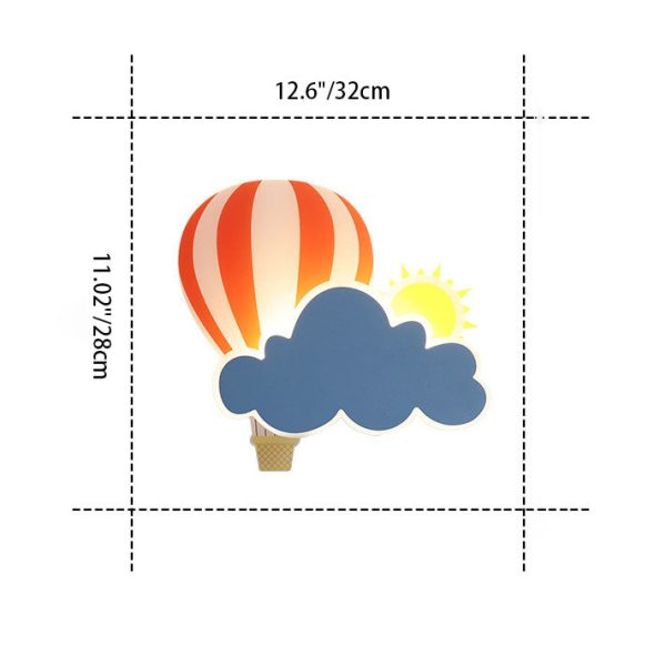 Contemporary Creative Kids Hot Air Balloon Clouds Iron Acrylic LED Wall Sconce Lamp For Bedroom - Image 4