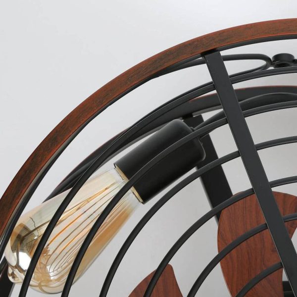 Nordic Industrial Wrought Iron Cylinder 4-Light Flush Mount Ceiling Invisible Fan Light - Image 7