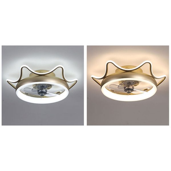 Nordic Light Luxury Round Wrought Iron LED Flush Mount Ceiling Fan Light - Image 10