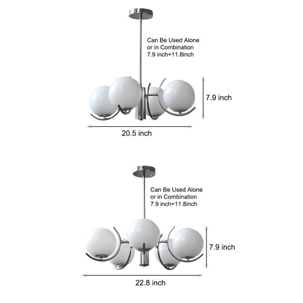 4/5 Lights Glass Globe Ball Electroplating Iron Nordic Chandelier Light - Image 11
