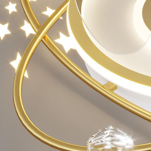 Modern Light Luxury Ring Star Effect LED Invisible Flush Mount Ceiling Fan Light - Image 7