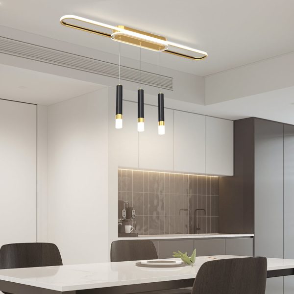 Long Circular Three Step Dimming LED Modern Ceiling Light Fixture Hanging Lamp - Image 2