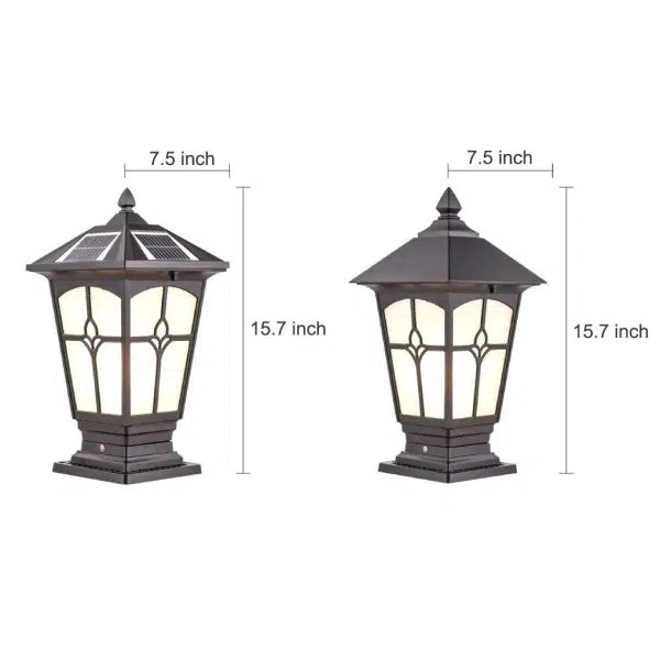 Waterproof Aluminum LED Brown Retro Solar Solar Post Cap Lights Pillar Lamp - Image 9