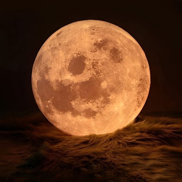 Round Moon Lunar 3D Creativity White Pendant Lamp Hanging Ceiling Lamp - Image 15