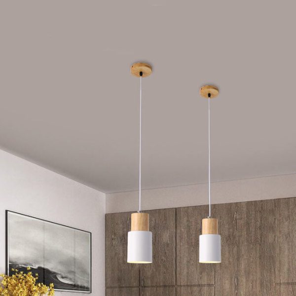 Nordic Macaron Cylinder Aluminum 1-Light Single LED Pendant Light - Image 3