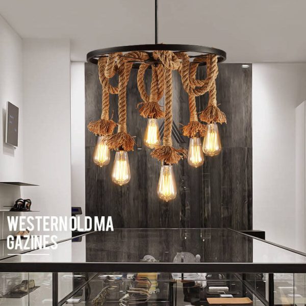 Retro Black Metal Wagon Wheel 3/6 Light Hemp Rope Chandeliers - Image 8