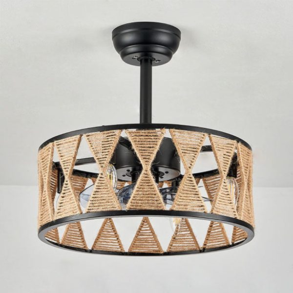 Industrial Round Twisted Rope Iron 4-Light Downrods Ceiling Fan Light - Image 6