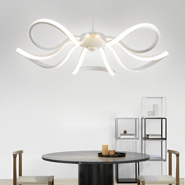 Curves Flower Petals Stepless Dimming White Nordic LED Chandelier - Image 15