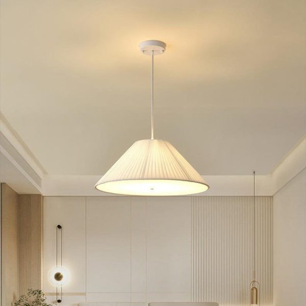 Contemporary Scandinavian Round Iron Acrylic Fabric 4/5 Light Pendant Light For Living Room - Image 6