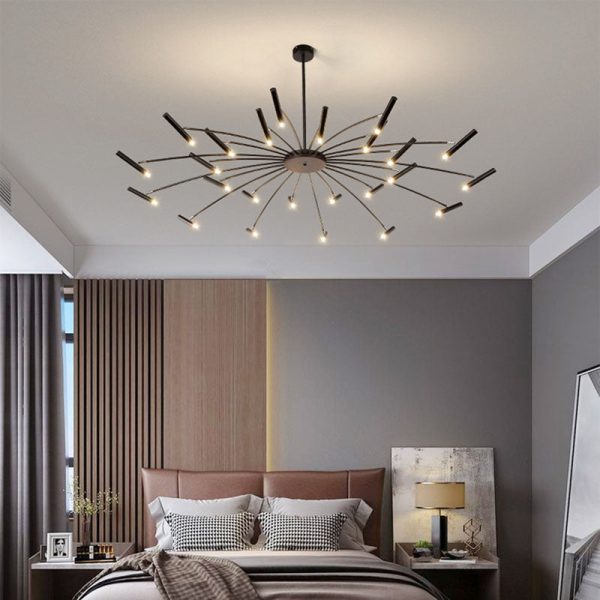 Contemporary Scandinavian Round Radioactive Iron Aluminum 12/24 Light Chandelier For Living Room - Image 3