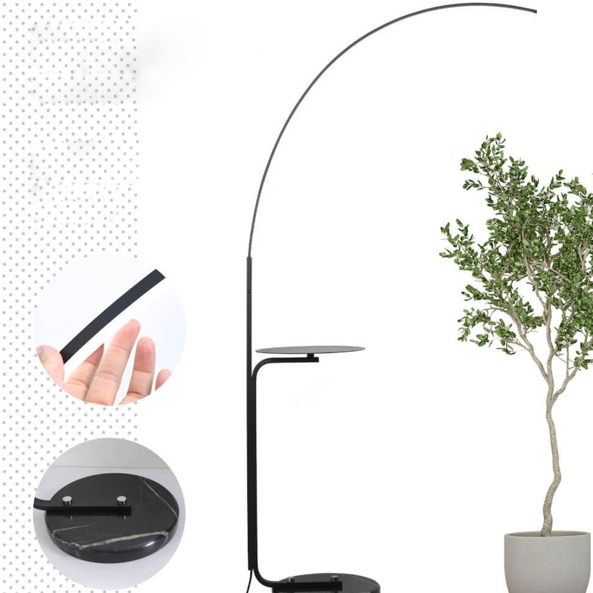 Nordic Minimalist Line Bending with Tray LED Standing Floor Lamp - Image 7